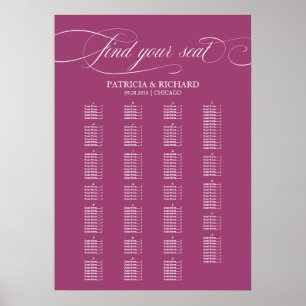Alphabetical Elegant Cassis Wedding Seating Chart