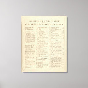 Alphabetical List of Maps and Charts Canvas Print
