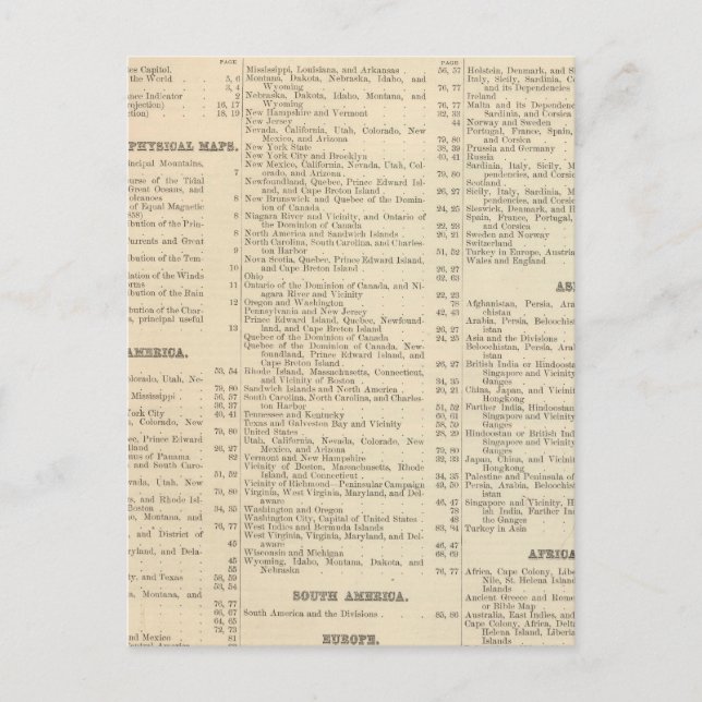 Alphabetical List of Maps and Charts Postcard (Front)