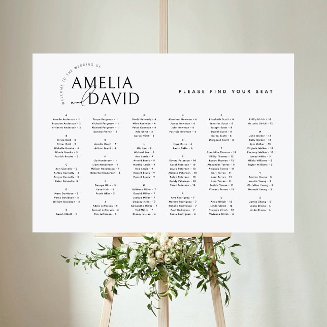 Alphabetical Modern Find Your Seat Seating Chart (Creator Uploaded)