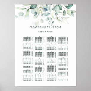 ALPHABETICAL Order Elegant Wedding Seating Chart