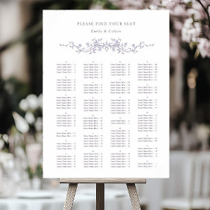 Alphabetical Order Lavender Wedding Seating Chart