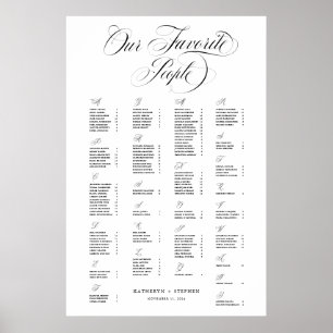Alphabetical Our Favourite People Elegant Wedding Poster