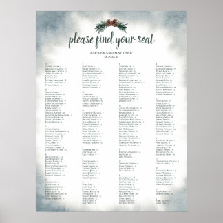 Alphabetical Rustic Wedding Seating Chart Poster