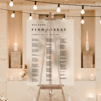 Alphabetical Seating Chart Frosted Acrylic Sign