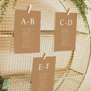 Alphabetical Terracotta Wedding Seating Chart Card