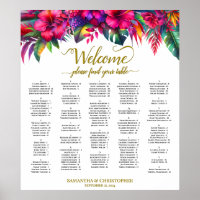 Alphabetical Tropical Garden Wedding Seating Chart