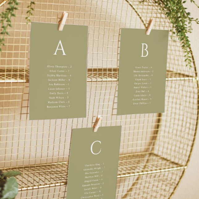 Alphabetical Wedding Matcha Seating Chart Card (Creator Uploaded)