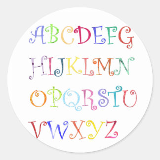 Alphabets in colour stickers