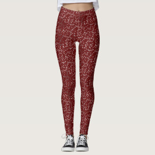 Alphabets Pattern 01 BW.b DRed BG Leggings