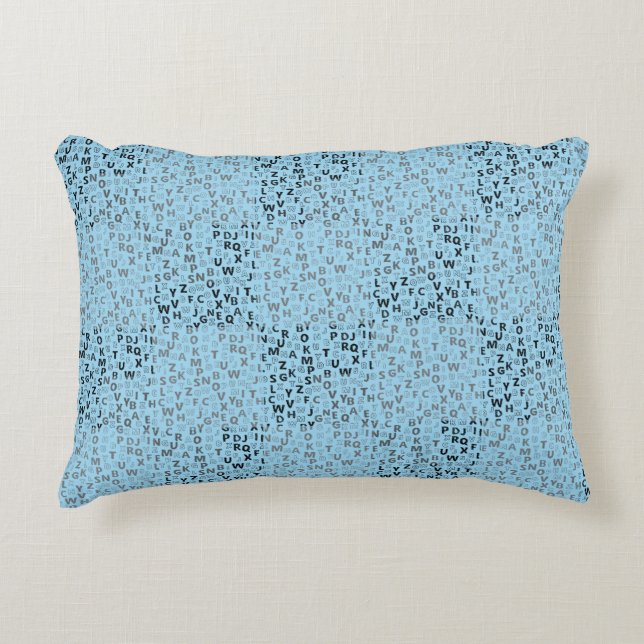 Alphabets Pattern 01 BW.w Lblue BG Accent Pillow (Front)