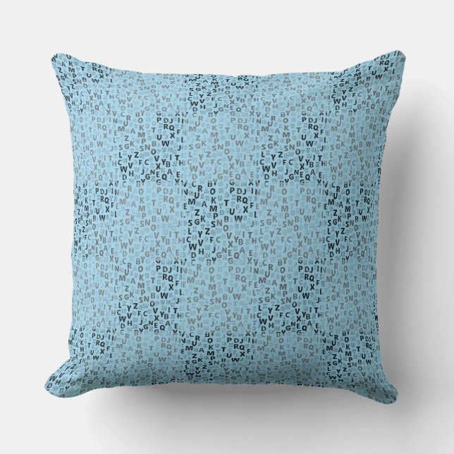 Alphabets Pattern 01 BW.w Lblue BG Throw Pillow (Front)