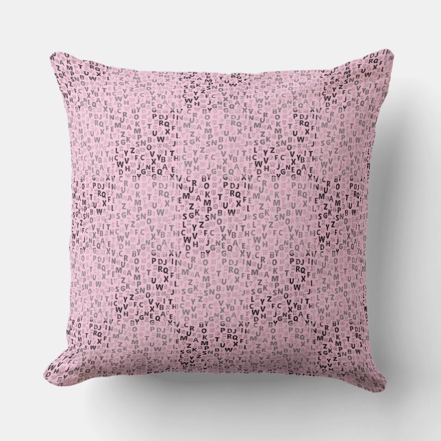 Alphabets Pattern 01 BW.w LPink BG Throw Pillow (Front)