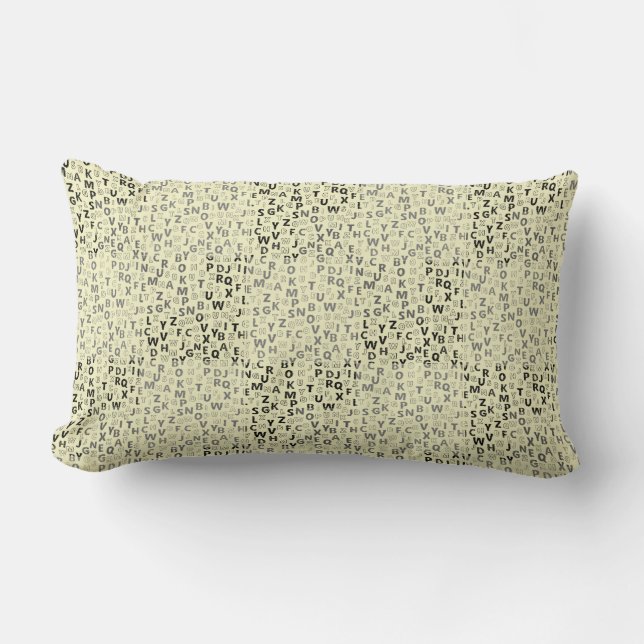 Alphabets Pattern 01 BW.w LYellow BG Lumbar Pillow (Front)