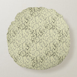 Alphabets Pattern 01 BW.w LYellow BG Round Pillow