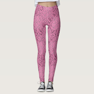 Alphabets Pattern 01 BW.w Pink BG Leggings