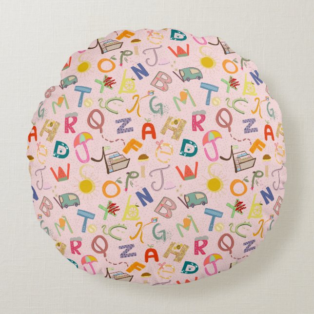Alphabets  round pillow (Front)