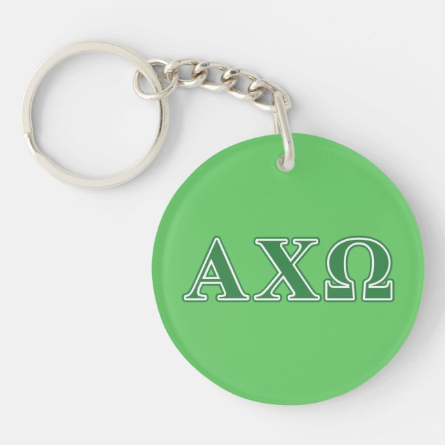 Alphi Chi Omega Green Letters Keychain (Front)