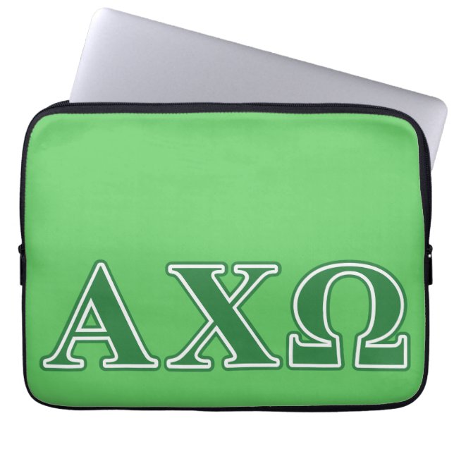 Alphi Chi Omega Green Letters Laptop Sleeve (Front)