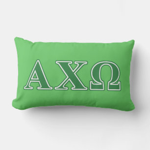 Alphi Chi Omega Green Letters Lumbar Pillow