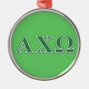 Alphi Chi Omega Green Letters Metal Ornament