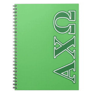 Alphi Chi Omega Green Letters Notebook