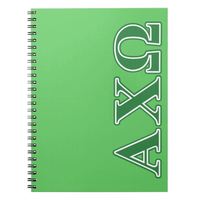 Alphi Chi Omega Green Letters Notebook (Front)