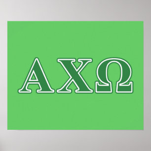 Alphi Chi Omega Green Letters Poster