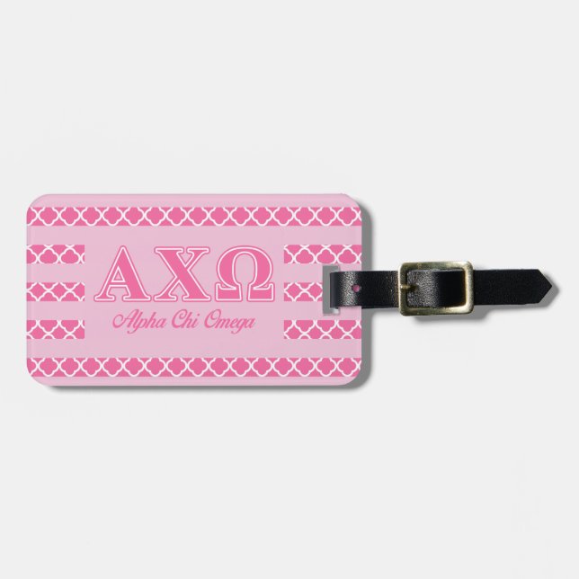 Alphi Chi Omega Pink Letters Luggage Tag (Front Horizontal)