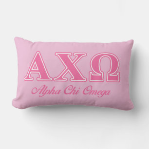 Alphi Chi Omega Pink Letters Lumbar Pillow