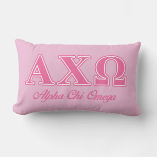Alphi Chi Omega Pink Letters Lumbar Pillow