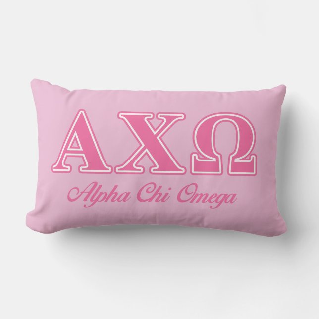 Alphi Chi Omega Pink Letters Lumbar Pillow (Front)