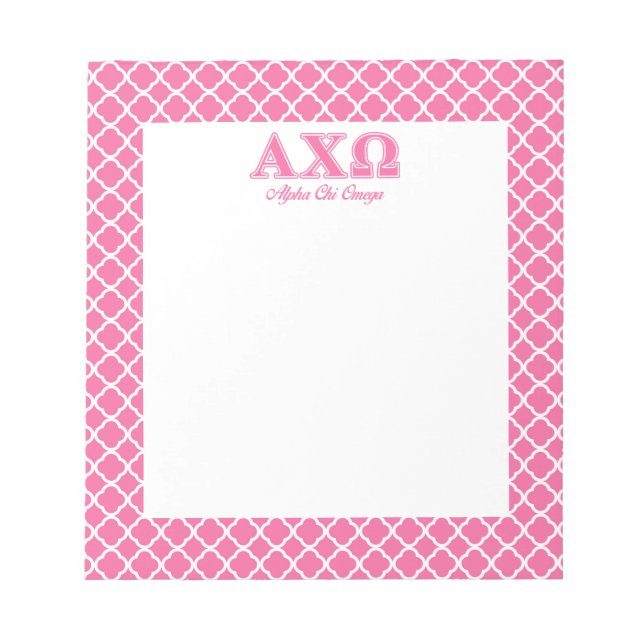 Alphi Chi Omega Pink Letters Notepad (Front)