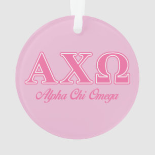 Alphi Chi Omega Pink Letters Ornament