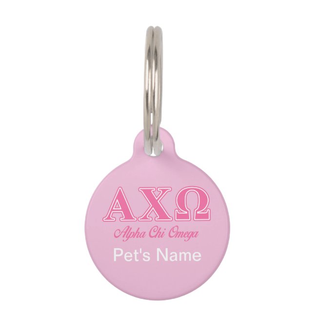 Alphi Chi Omega Pink Letters Pet Tag (Front)