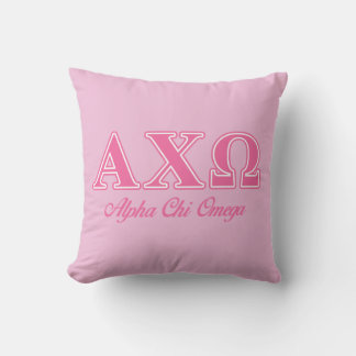 Alphi Chi Omega Pink Letters Throw Pillow