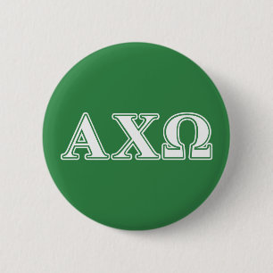 Alphi Chi Omega White and Green Letters 2 Inch Round Button