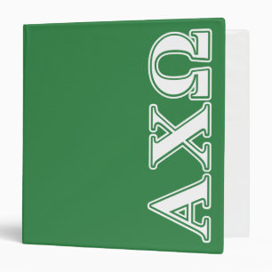Alphi Chi Omega White and Green Letters Binder