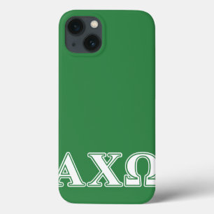 Alphi Chi Omega White and Green Letters iPhone 13 Case