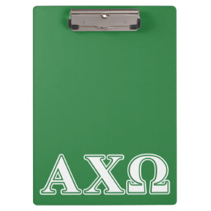 Alphi Chi Omega White and Green Letters Clipboard