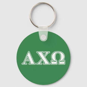 Alphi Chi Omega White and Green Letters Keychain