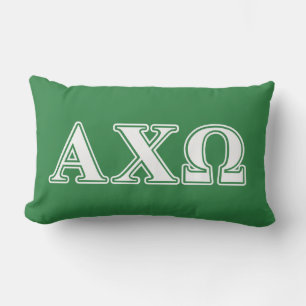 Alphi Chi Omega White and Green Letters Lumbar Pillow