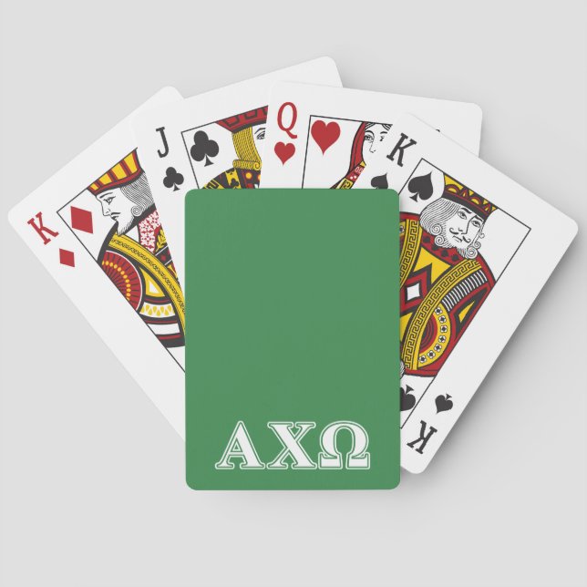 Alphi Chi Omega White and Green Letters Playing Cards (Back)