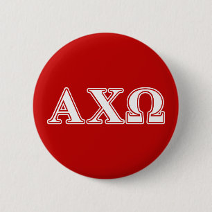 Alphi Chi Omega White and Red Letters 2 Inch Round Button