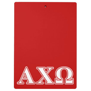 Alphi Chi Omega White and Red Letters Clipboard