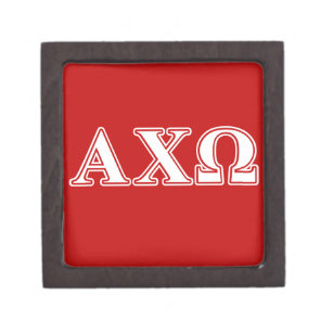 Alphi Chi Omega White and Red Letters Keepsake Box