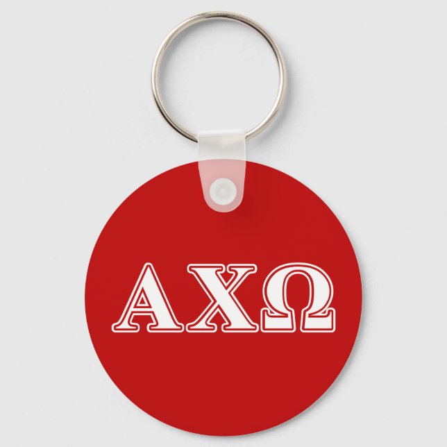 Alphi Chi Omega White and Red Letters Keychain (Front)