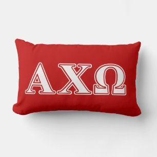 Alphi Chi Omega White and Red Letters Lumbar Pillow