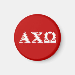 Alphi Chi Omega White and Red Letters Magnet
