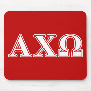 Alphi Chi Omega White and Red Letters Mouse Pad